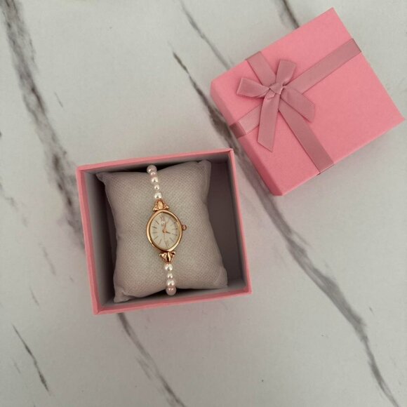 Sku0515 Retro Gold/White Pearls Women Fashion Watch stainless steel + gift bag main image 6